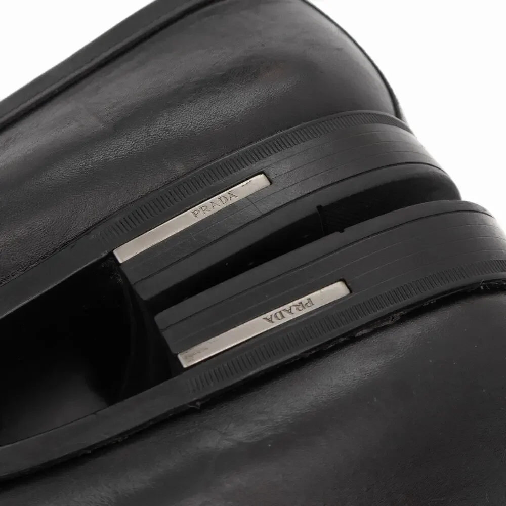 950$ Prada Men’s Black Calf Leather Penny Loafers Slip-On Shoes US11